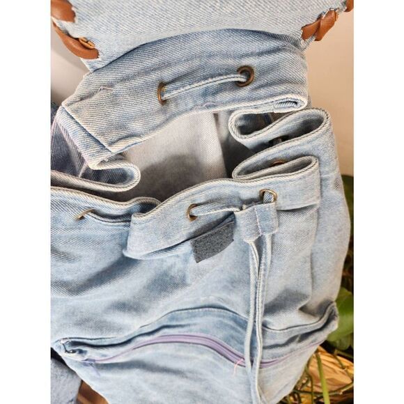 90s Denim Backpack Rucksack Jean Y2K - Picture 6 of 9